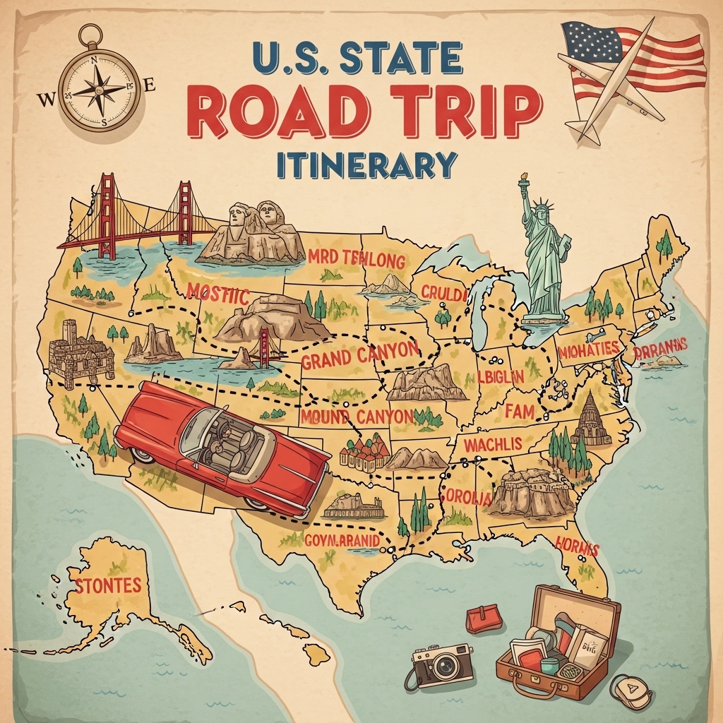Create a 7-Day Travel Itinerary Template for U.S. Road Trips